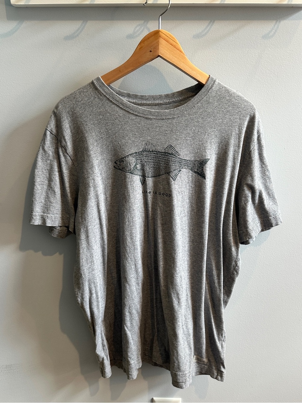 Life Is Good Gray Fish Logo Tee
